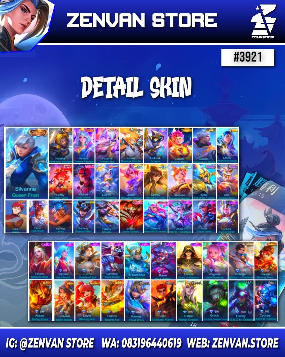 Thumbnail 2 akun ML #3921 🔥 308 Skins 🔥 Collector Silvana & Natalia 🔥 Zenith Vexana 🔥 Aspirant Vexana & Lesley 🔥 Prime Claude 🔥 KoF Karina 🔥 Many Limited 🔥 Many Zodiac 🔥 Many Epic 🔥 Safe Account ✅