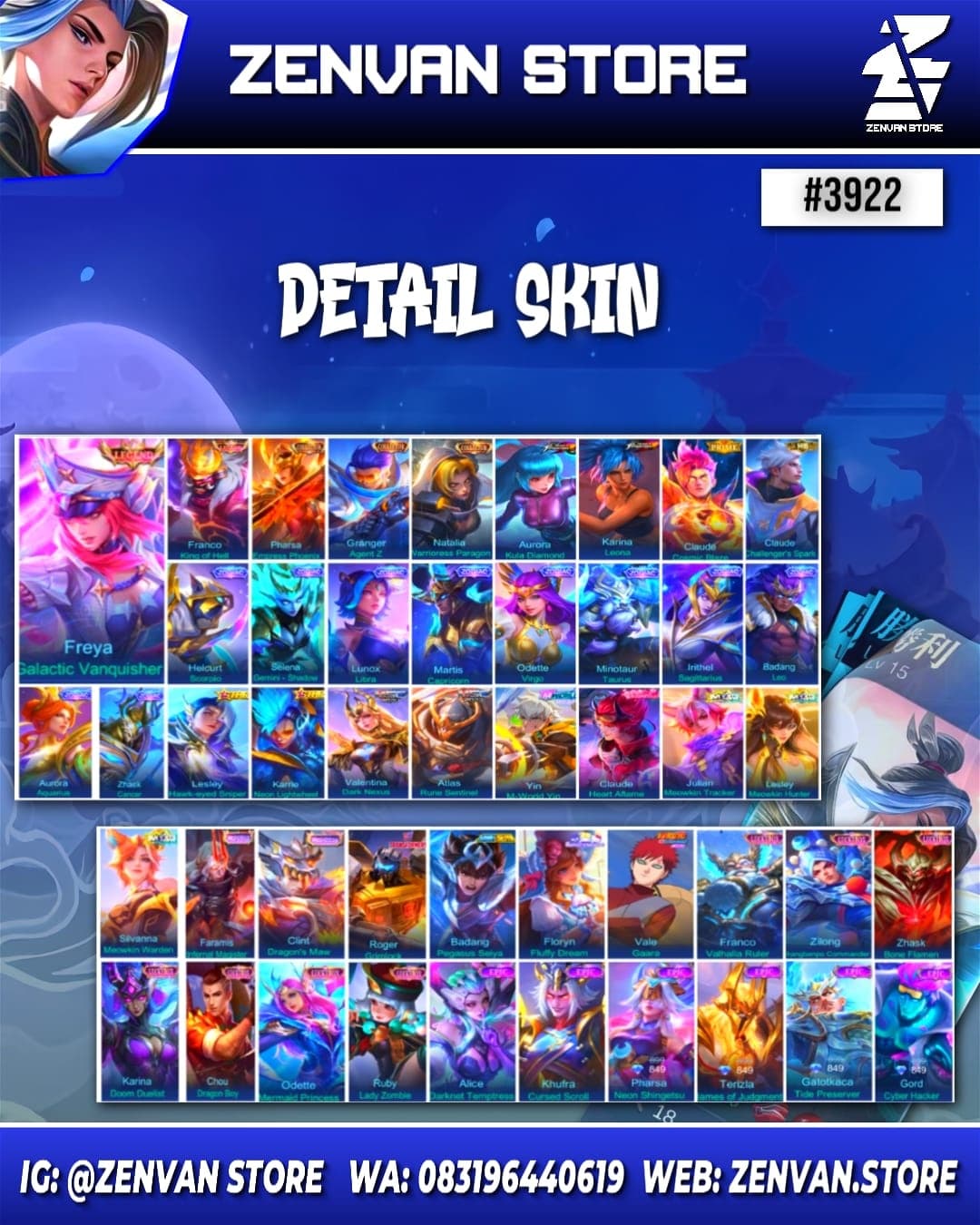 Thumbnail 2 akun ML #3922 🔥 489 Skins 🔥 Legend Freya & Franco 🔥 Collector Pharsa, Granger & Natalia 🔥 KoF Aurora & Karina 🔥 Prime Claude 🔥 Transformer Roger 🔥 Many Limited 🔥 Many Zodiac 🔥 Many Epic 🔥 Safe Account ✅