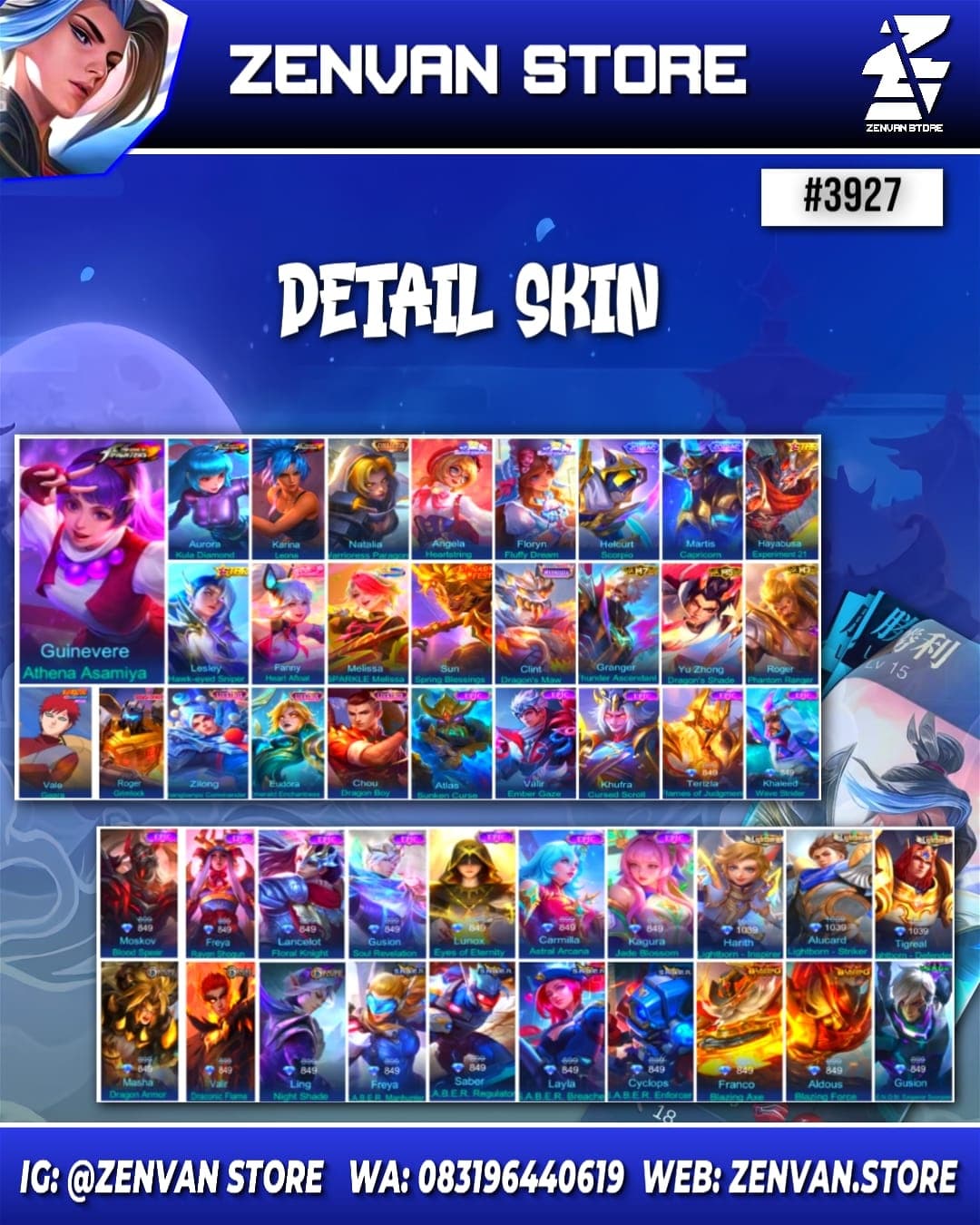 Thumbnail 2 akun ML #3927 🔥 341 Skins 🔥 Collector Natalia 🔥 Starwars Argus 🔥 KoF Guinevere, Karina & Aurora 🔥 Sanrio Angela & Floryn 🔥 Transformer Roger 🔥 Many Limited 🔥 Many Zodiac 🔥 Many Epic 🔥 Safe Account ✅