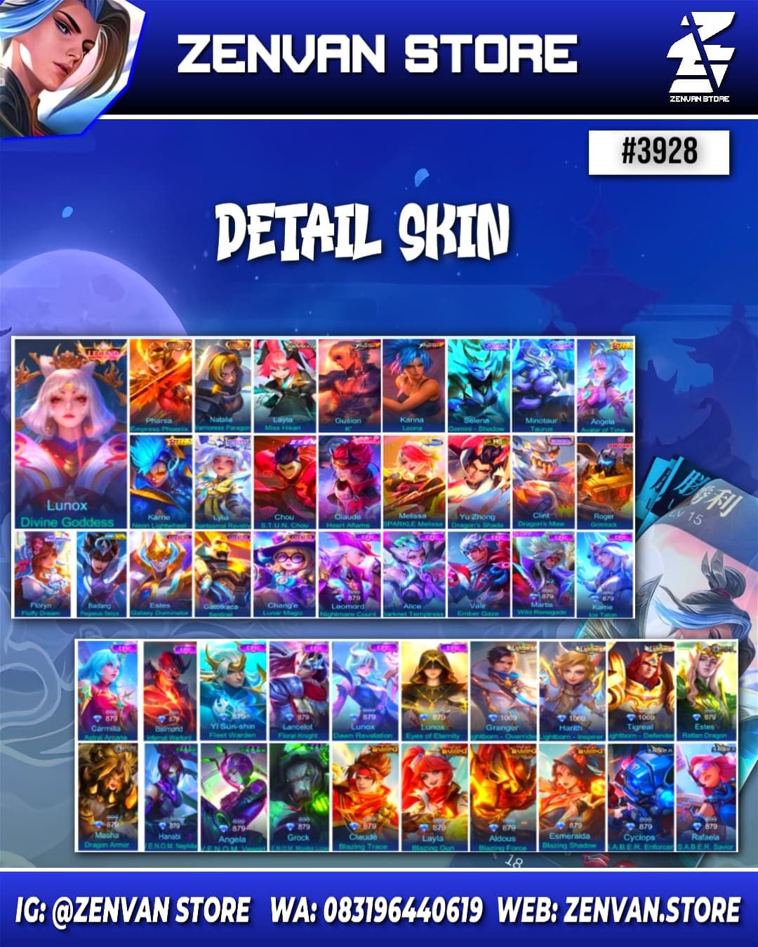 Thumbnail 2 akun ML #3928 🔥 302 Skins 🔥 Legend Lunox 🔥 Collector Pharsa & Natalia 🔥 Aspirant Layla 🔥 KoF Gusion & Karina 🔥 Stun Chou 🔥 Transformer Roger 🔥 Many Limited 🔥 Many Zodiac 🔥 Many Epic 🔥 Safe Account ✅