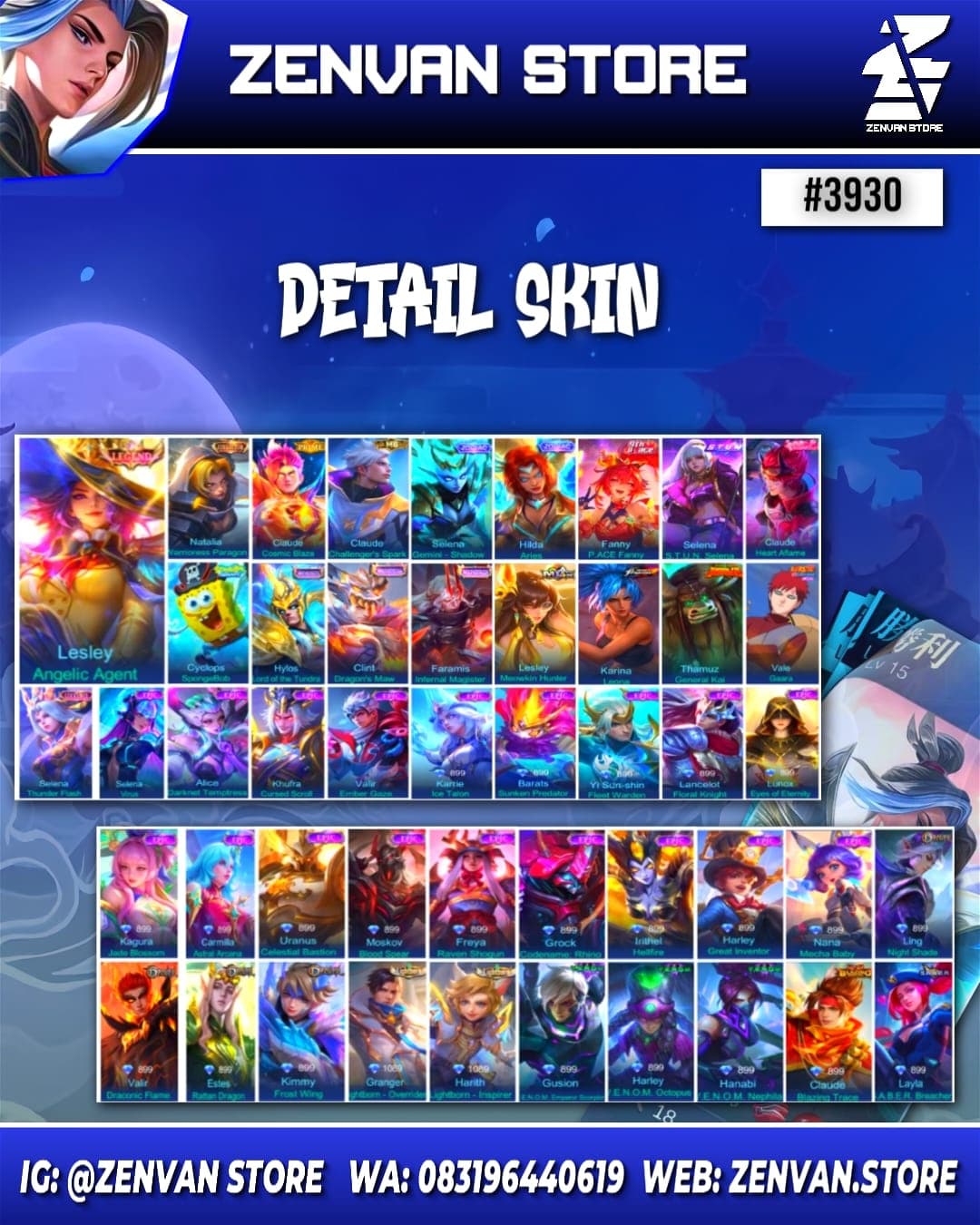 Thumbnail 2 akun ML #3930 🔥 349 Skins 🔥 Legend Lesley 🔥 Collector Natalia 🔥 Prime Claude 🔥 SpongeBob 🔥 KoF Karina 🔥 Many Limited 🔥 Many Zodiac 🔥 Many Epic 🔥 Safe Account ✅
