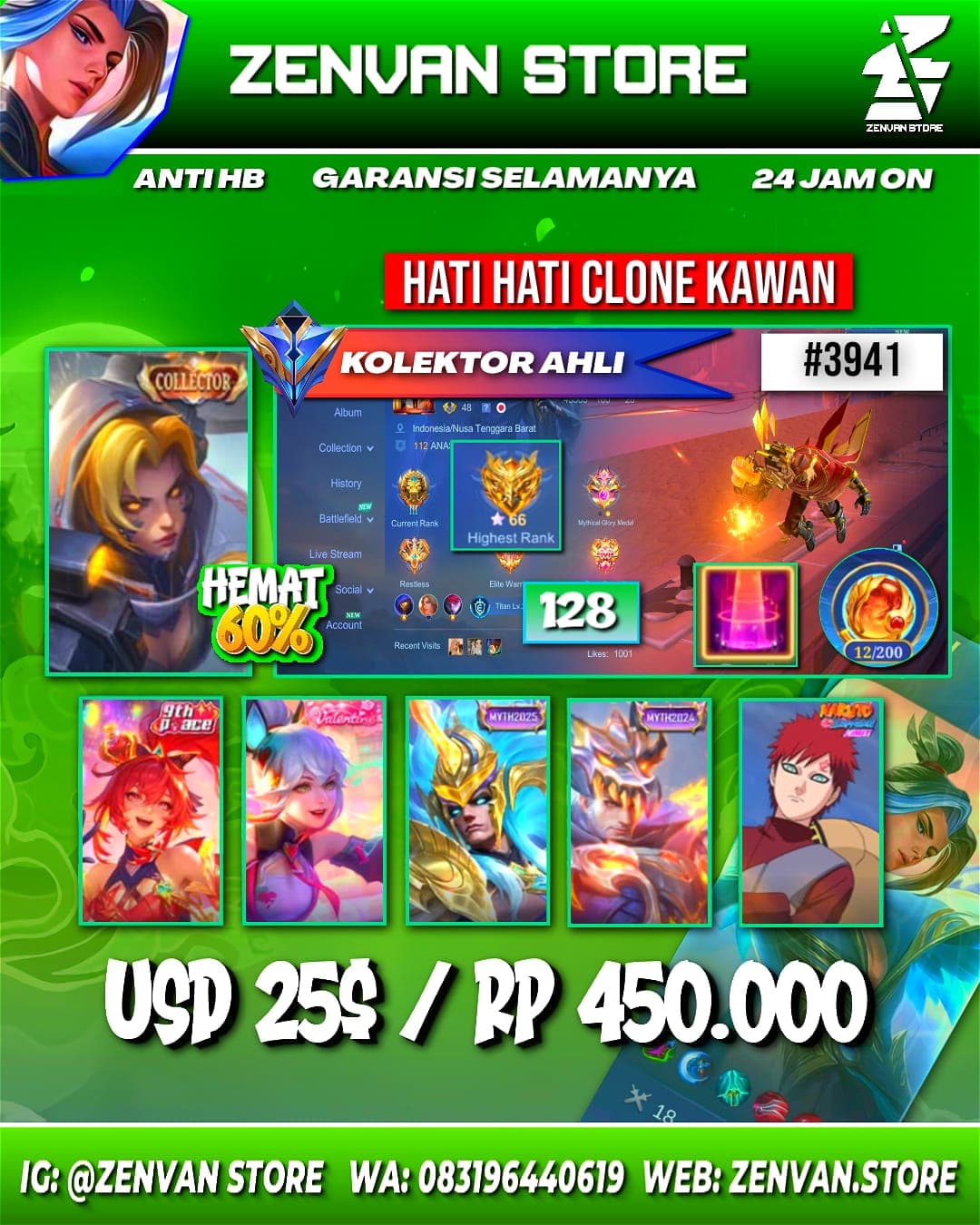 #3941 🔥 128 Skins 🔥 Collector Natalia 🔥 Gara 🔥 Many Epic 🔥 Safe Account ✅