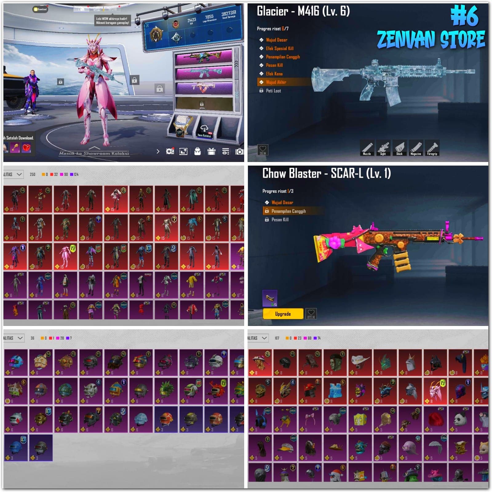 🔥 #6 🔥 PUBG MOBILE 🌍 GLOBAL 💎 828 Skin 👑 GLACIER M416 Lv.6 MAX ⚔️ 250 Set Outfit 🌟 60 Mythic ✅ Full Access