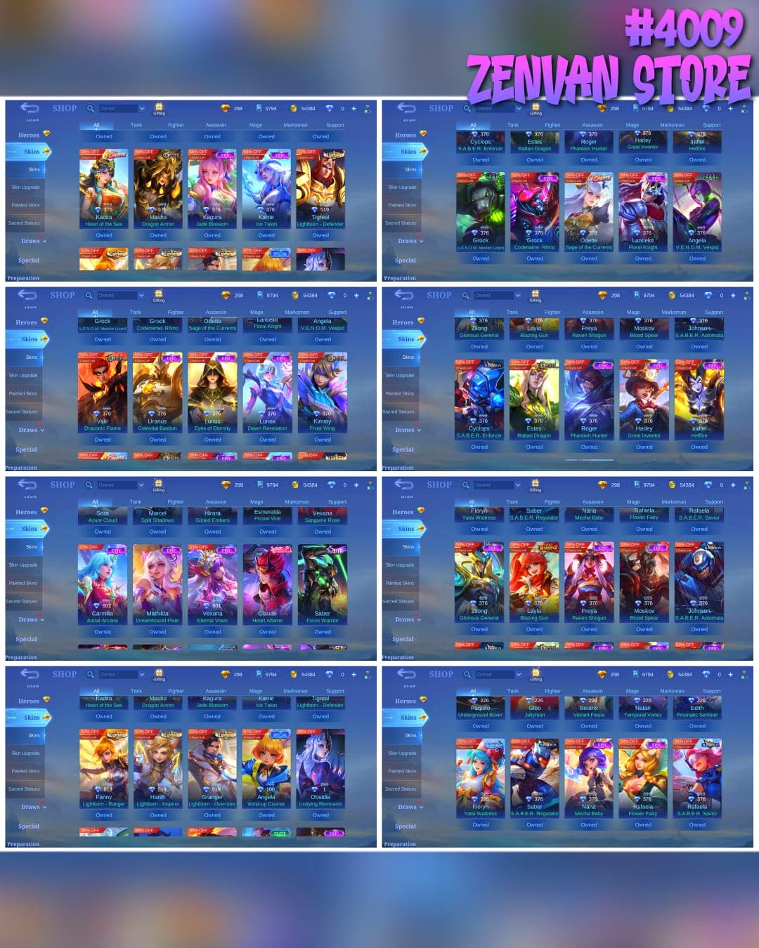 Thumbnail 2 akun ML 🔥 #4009 🔥 456 Skins 💎 Exalted Collector II 👑 Legend Lunox Divine Goddess ⚔️ King of Fighters Karina Leona ⭐ Naruto Vale Gaara 🌟 SpongeBob Cyclops 🎯 11 Zodiac Skins ✨ Mythical Glory 65 Stars ✅ Safe Account