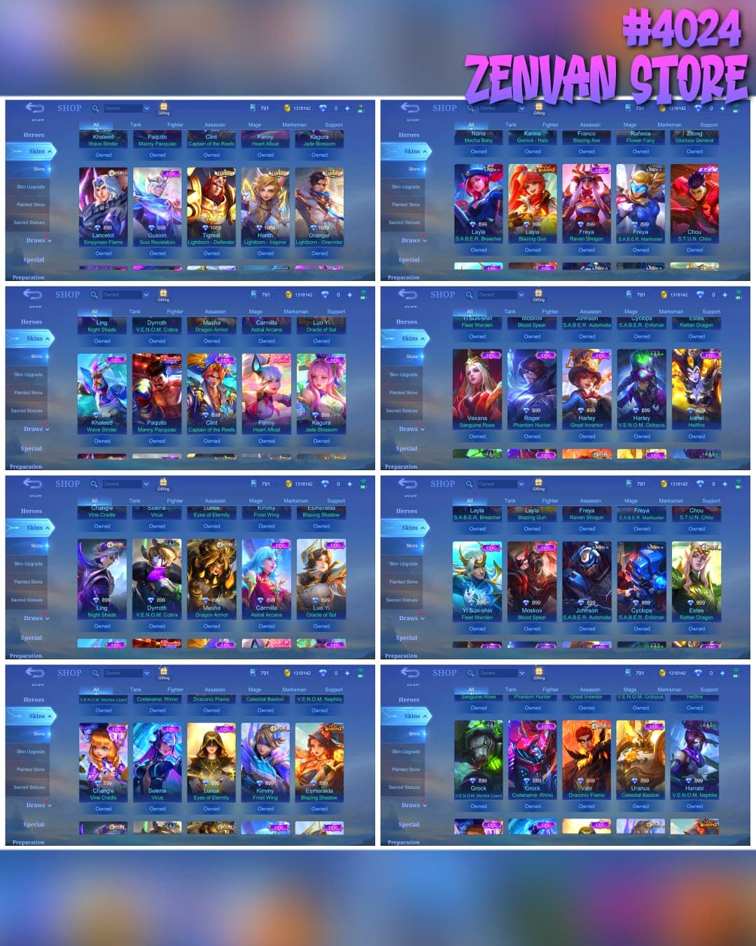 Thumbnail 2 akun ML 🔥 #4024 🔥 487 Skins 💎 Legend Franco King of Hell 👑 Mega Collector V ⚔️ 6 King of Fighters Skins ⭐ Transformers Bumblebee + Grimlock 🌟 Manny Pacquiao Paquito 🎯 Collector Badang Fist of Zen ✨ Full Meowkin Set 🔱 M1 Aldous King of Supremacy 💎 Highest Rank 60 Stars ✅ Safe Account