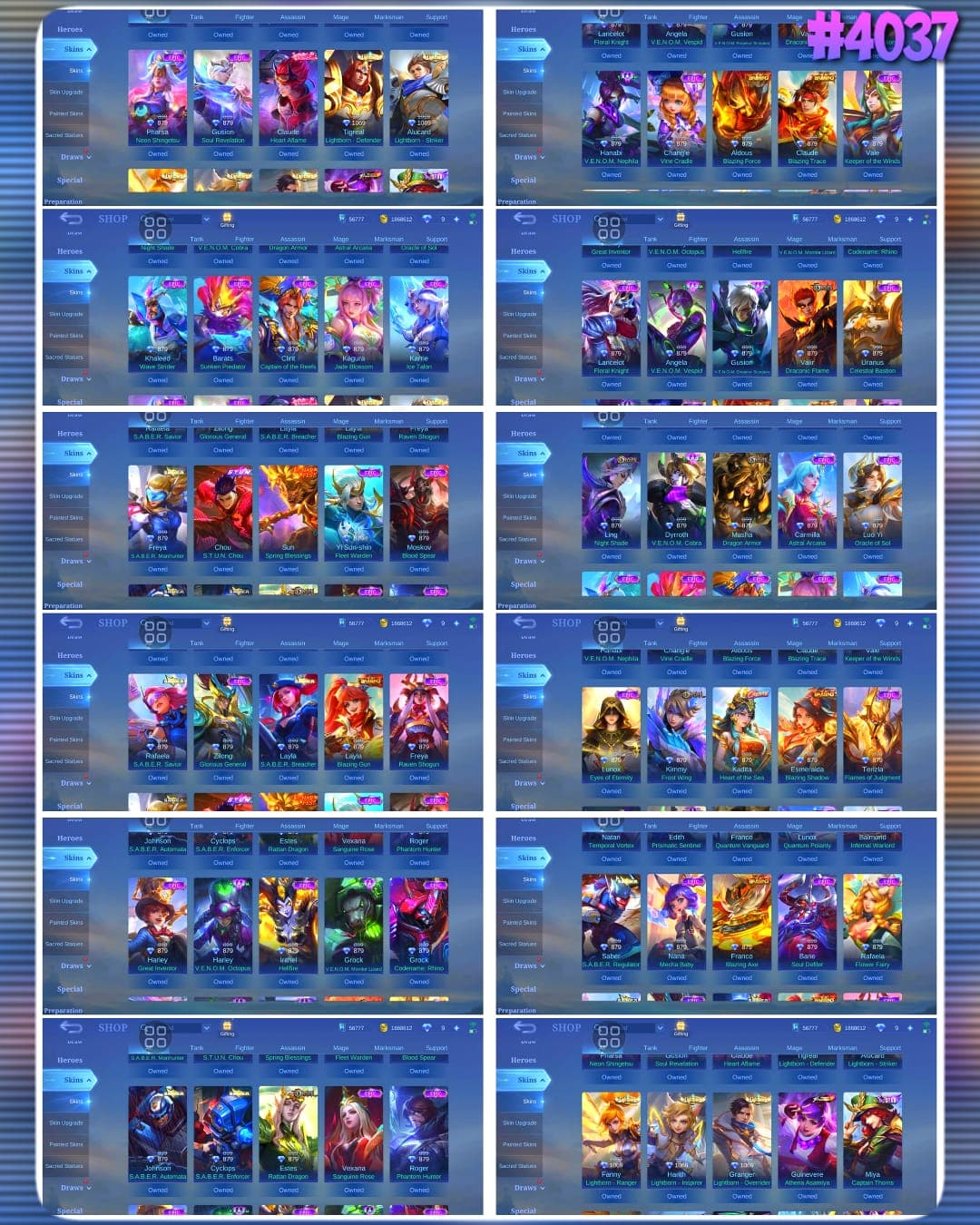 Thumbnail 2 akun ML 🔥 #4037 🔥 678 Skins 💎 WORLD COLLECTOR V 👑 3 Collector Skins Brody Ore-chemist + Silvanna Queen Frost + Natalia Warrioress Paragon ⚔️ 5 Legend Skins Freya Galactic Vanquisher + Alucard Obsidian Blade + Saber Codename Storm + Gord Conqueror + Valir Infernal Blaze ⭐ 6 King of Fighters Skins Iori + K + Kyo + Mai Shiranui + Athena + Leona 🌟 9 Zodiac Skins 🎯 Highest Rank 227 Stars ✅ Safe Account