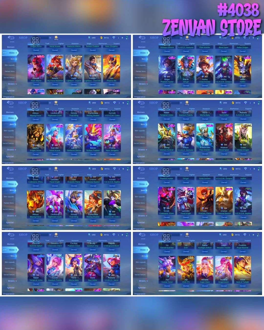 Thumbnail 2 akun ML 🔥 #4038 🔥 378 Skins 💎 EXALTED COLLECTOR II 👑 2 Collector Skins Novaria Dragonsworn + Arlott Aeon of Twilight ⚔️ Legend Layla The Beacon ⭐ 5 Naruto Skins Kakashi + Naruto + Sasuke + Sakura + Gaara 🌟 2 Attack on Titan Skins Martis Levi + Yin Eren 🎯 3 Saint Seiya Skins Sagittarius Seiya + Phoenix Ikki + Pegasus Seiya ✨ 3 Metal Zero Invoker Skins Roger + Ixia + X.Borg ✅ Safe Account