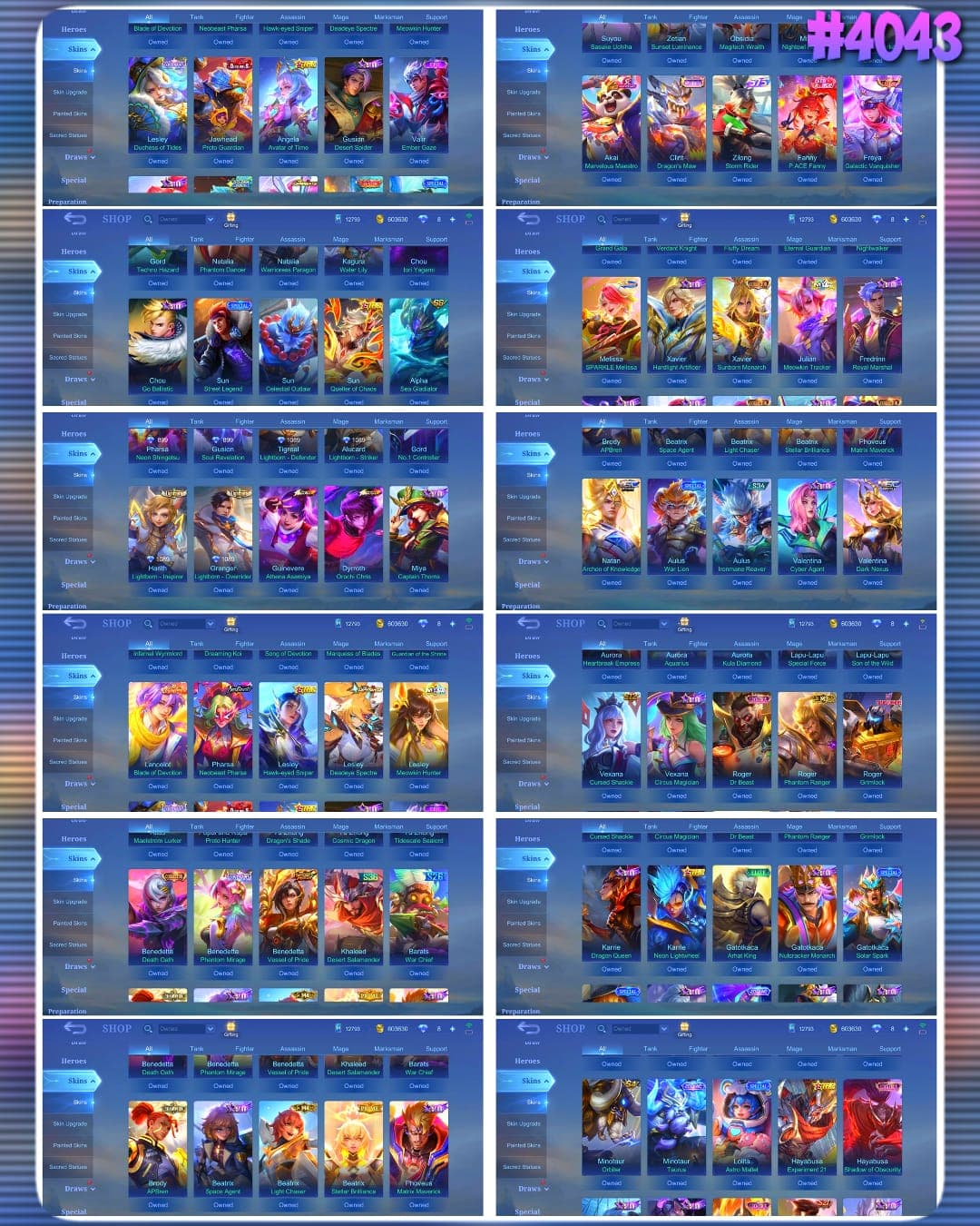 Thumbnail 3 akun ML 🔥 #4043 🔥 610 Skins 💎 WORLD COLLECTOR 👑 6 Legend Skins Johnson Sovereign of Realms + Freya Galactic Vanquisher + Franco King of Hell + Lunox Divine Goddess + Saber Codename Storm + Valir Infernal Blaze ⚔️ Naruto Suyou Sasuke Uchiha ⭐ 10 Zodiac Skins ✅ Safe Account