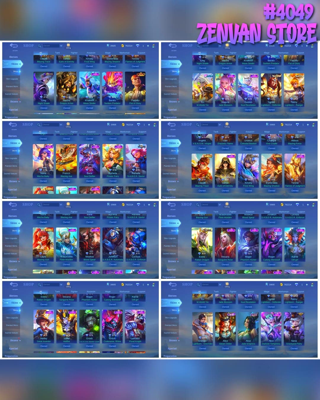 Thumbnail 2 akun ML 🔥 #4049 🔥 454 Skins 💎 MEGA COLLECTOR IV 👑 2 Legend Skins Freya Galactic Vanquisher + Franco King of Hell ⚔️ 2 Collector Skins Helcurt Kaiju of the Deep + Lapu-Lapu Adlaws Chosen ⭐ Jujutsu Kaisen Xavier Satoru Gojo 🌟 Star Wars Argus Darth Vader 🎯 Fanny Lightborn Ranger ✅ Safe Account