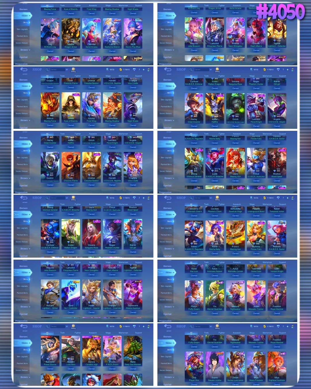 Thumbnail 2 akun ML 🔥 #4050 🔥 452 Skins 💎 Mega Collector V 👑 Legend Johnson Sovereign ⚔️ Sasuke Uchiha ⭐ Vale Gaara 🌟 KOF Athena Asamiya 🎯 Collector Titan Grock ✨ Mythical Glory 103 ✅ Safe Account