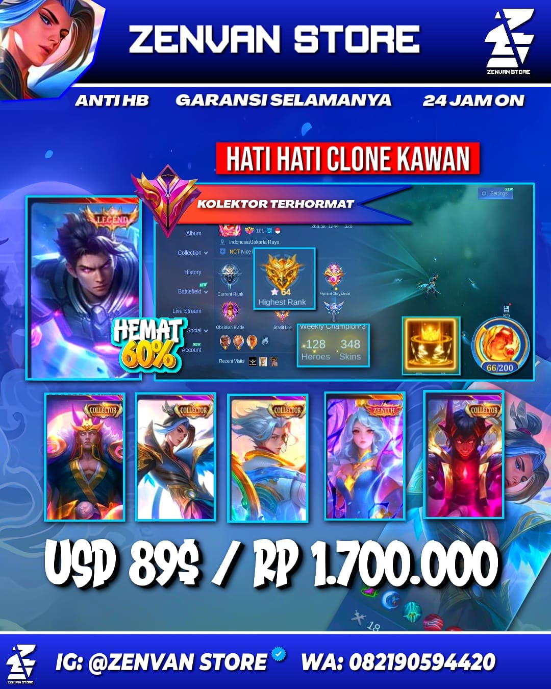 Foto akun ML #3632 🔥 348 Skins 🔥 Legend Alucard 🔥 5 Collectors 🔥 Zenith Vexana 🔥 Transformers Aldous & Roger 🔥 Stun Chou 🔥 M-World Ling 🔥 KoF Guinevere & Karina 🔥 Many Limited 🔥 Many Epic 🔥 Safe Account - gambar 1