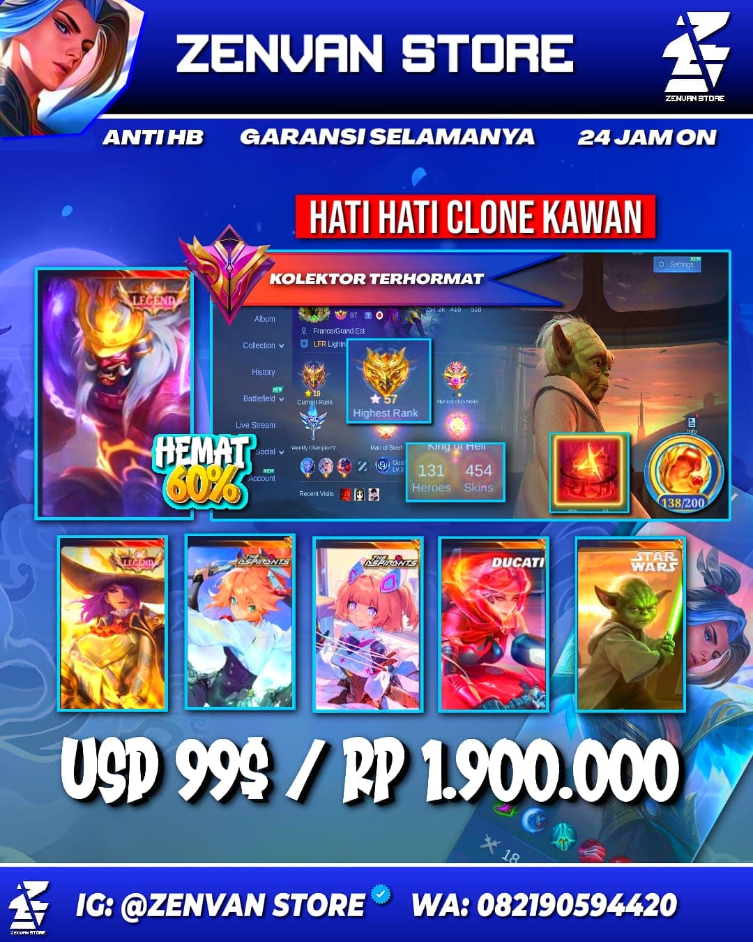 #3639 🔥 454 Skins 🔥 Legend Franco & Lesley 🔥 Collector Kufra & Natalia 🔥 Aspirant Fanny & Angela 🔥 Ducati Benedetta 🔥 Prime Yu Zhong & Beatrix 🔥 Stun Selena 🔥 M-World Wanwan 🔥 Transformers Jo