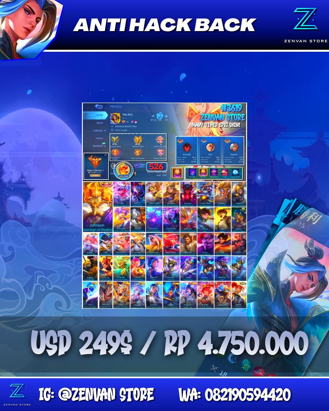 #3619 🔥 526 Skins 🔥 2 Legends 🔥 7 Collectors 🔥 AoT Eren & Levi 🔥 Full 11.11 🔥 Ducati Duo 🔥 Soul Vessels 🔥 Prime Yu Zhong, Granger & Claude 🔥 KoF Series 🔥 Transformers X Borg 🔥 Many Limited