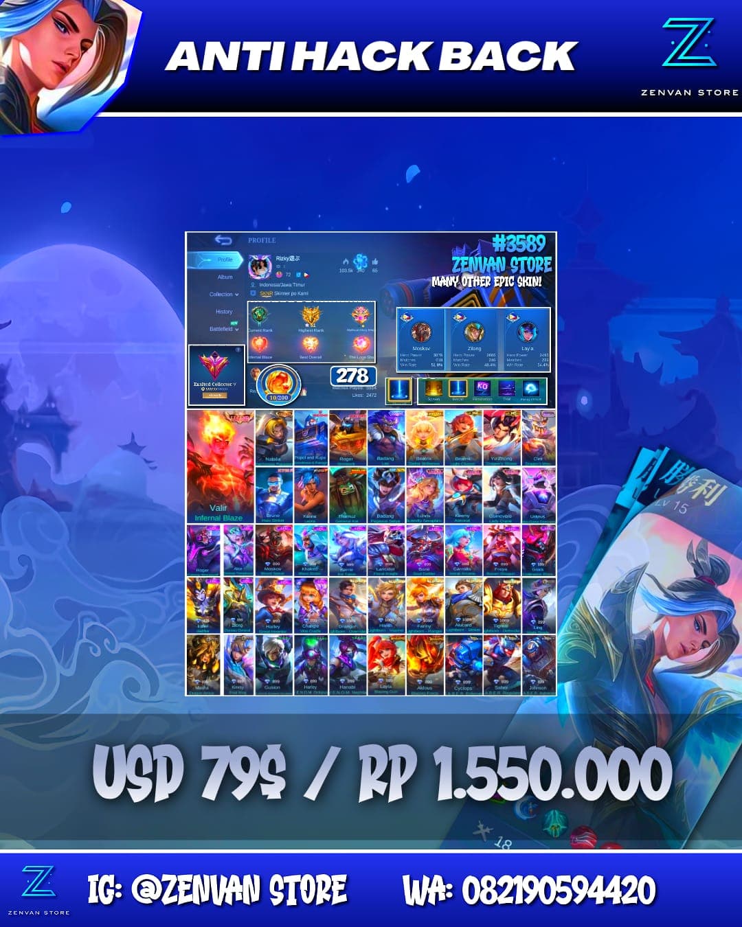 #3589 🔥 278 Skins 🔥 Legend Valir 🔥 Collector Natalia 🔥 Transformers Popol & Roger 🔥 Prime Beatrix 🔥 KoF Karina 🔥 Many Limited 🔥 Many Epic 🔥 Safe Account ✅