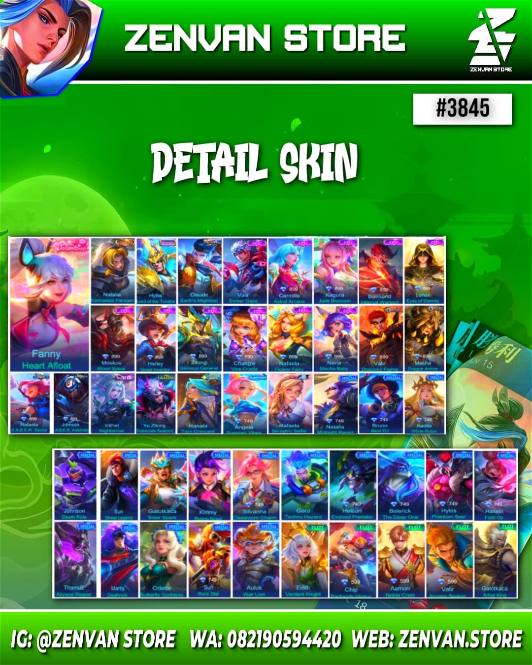 #3845 🔥 124 Skins 🔥 Collector Natalia 🔥 Valentine Fanny 🔥 Many Epic 🔥 Safe Account ✅